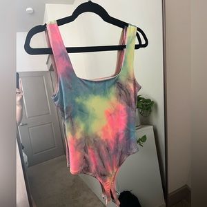 Lulus Full of Energy Neon Tie Dye Sleeveless Bodysuit Size Small